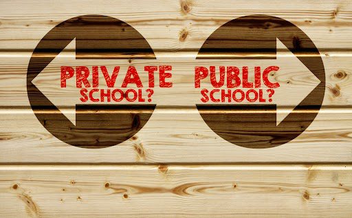 Sign indicating private or public school